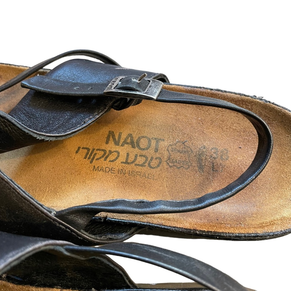 Naot Sandals Women Size 38 US 7 Black Leather Strappy Comfort Sandals - Picture 5 of 7